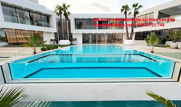Bể bơi 1 vách kính khu sự kiện cao cấp