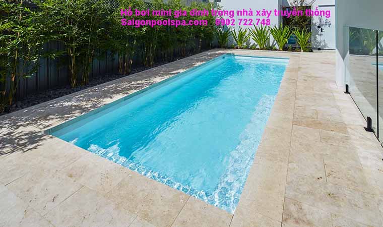 Hồ bơi mini gia đình trong nhà xây truyền thống