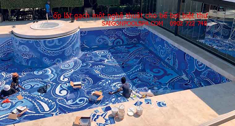 ốp lát gạch một nghệ thuật cho bể bơi biệt thự