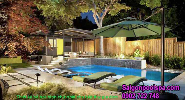 Thiết kế hồ bơi hình chữ nhật cho biệt thự gia đình