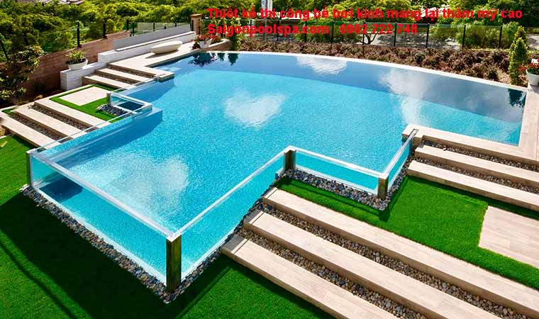 Thiết kế thi công bể bơi kính mang lại thẩm mỹ cao