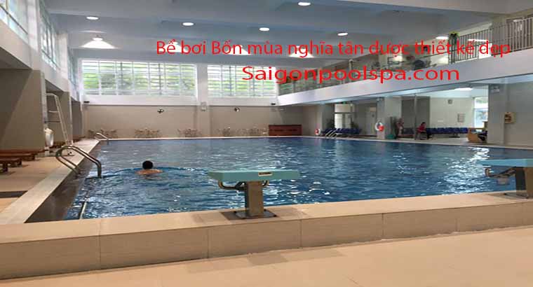 Bể bơi bốn mùa Nghĩa Tân được thiết kế đẹp