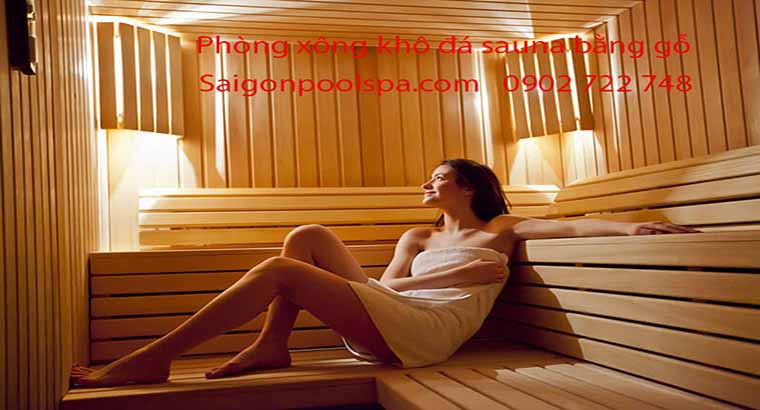Phòng xông hơi khô bằng gỗ và đá sauna