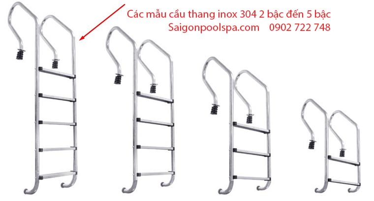 Các mẫu cầu thang inox 304 từ 2 bậc đến 5 bậc