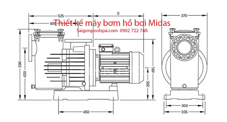 Thiết kế máy bơm hồ bơi Midas