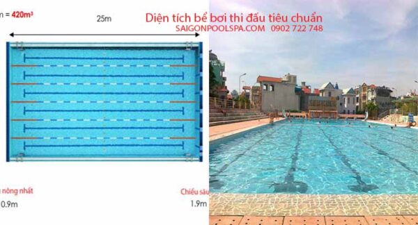 Diện tích hồ bơi tiêu chuẩn Chi tiết cho từng loại công trình