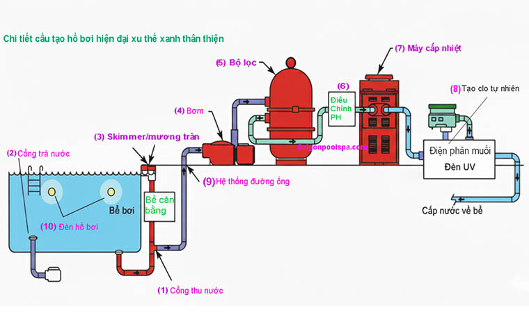 Chi tiết cấu tạo hồ bơi hiện đại Chi tiết cấu tạo hồ bơi hiện đại