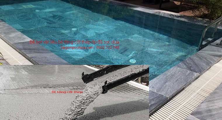 Bể bơi vật liệu bê tông cốt thép ốp đá sọc dưa