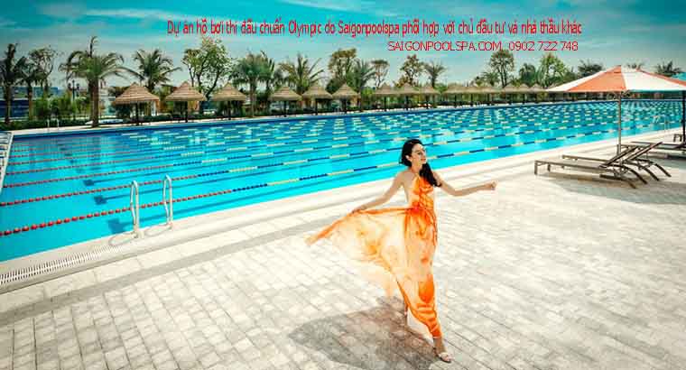 Dự án hồ bơi thi đấu chuẩn Olympic do Saigonpoolspa phối hợp chủ đâu tư và nhà thầu khác