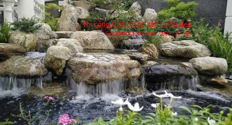 Thi công thác nước sân vườn đẹp
