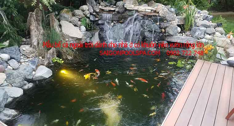 Mẫu bể cá ngoài trời dành cho nhà ở có khuôn viên vườn rộng lớn