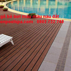 Sàn gỗ bể bơi màu nâu đất