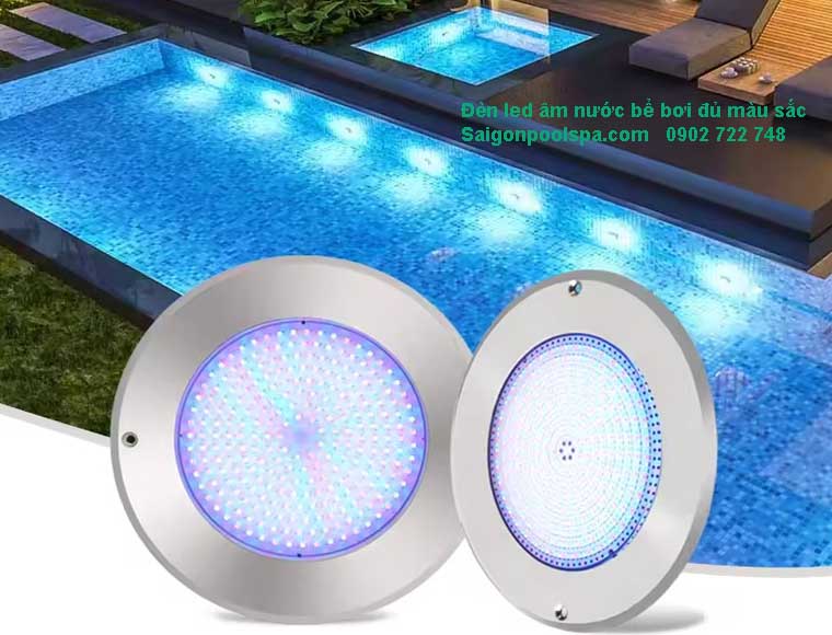 Đèn led âm nước bể bơi đủ màu sắc
